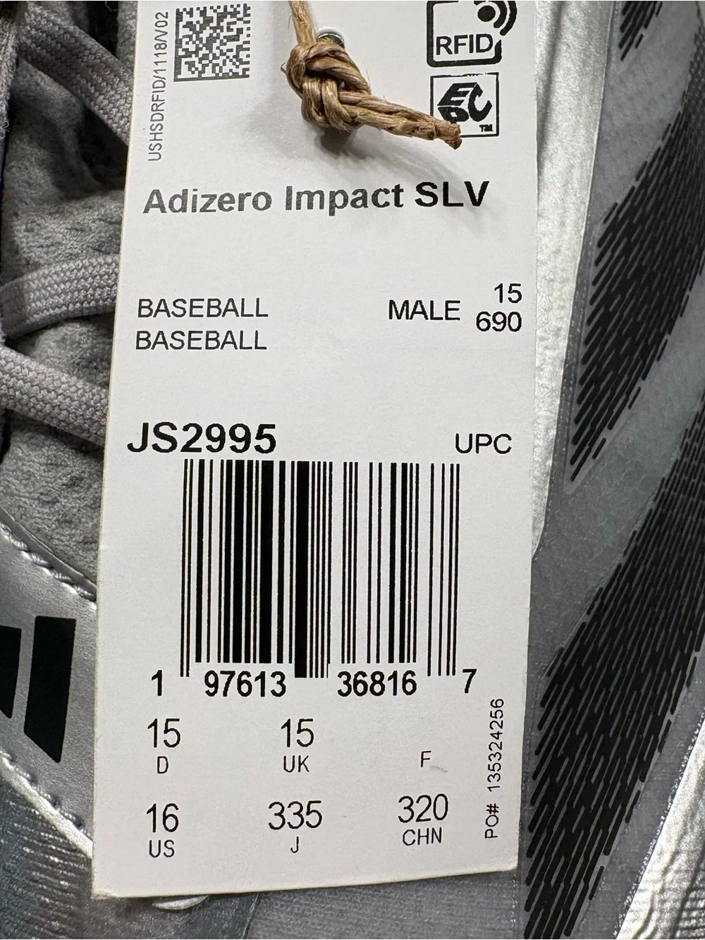 adidas Men's adizero Impact Baseball Metal Cleats Size 16 Metallic Silver